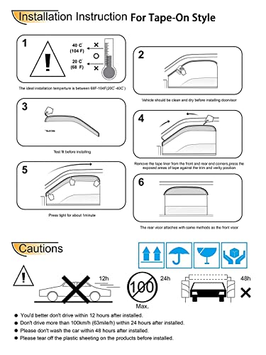 Window Visors UV Protection Rain Guards for 2000