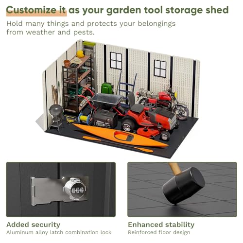 8x12 FT Resin Outdoor Storage Shed with Floor