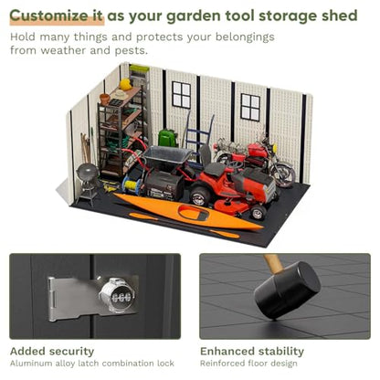 8x12 FT Resin Outdoor Storage Shed with Floor