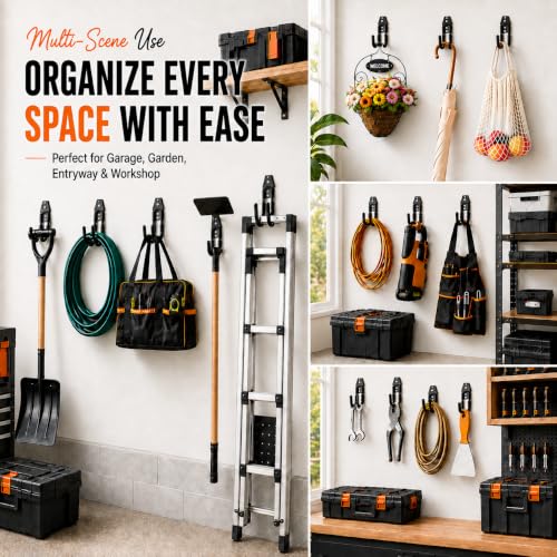 Garage Tool Hooks Wall Mount (6 Count)