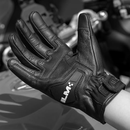 Goatskin Leather Motorcycle Motorbike Powersports Racing Gloves Touchscreen for Men and Women Model DN01