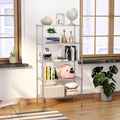 5 Tier Wire Storage Shelves with Wheels