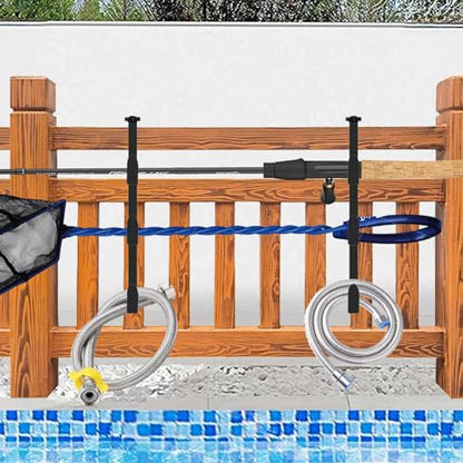 2Pcs Black Pool Pole Hangers Adjustable Pool Fence Hooks for Pool Equipment
