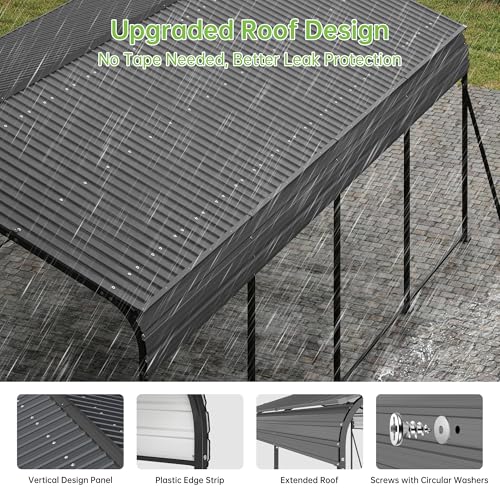 12x20 FT Updated Galvanized Steel Roof Metal Carport