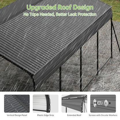 12x20 FT Updated Galvanized Steel Roof Metal Carport