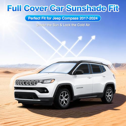 Windshield Sun Shade for Jeep Compass 2017 (8 Count)