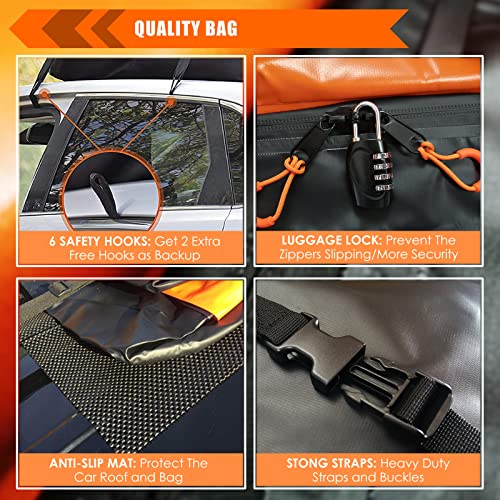 Car Roof Bag Rooftop Cargo Carrier Bag Waterproof 15 Cubic Feet roof Cargo