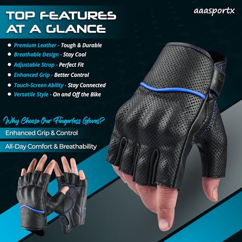 Motorcycle Gloves Men's Leather Motorbike Gloves Touchscreen Function