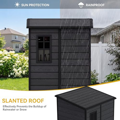 5x4 FT Resin Outdoor Storage Shed with Floor & Window