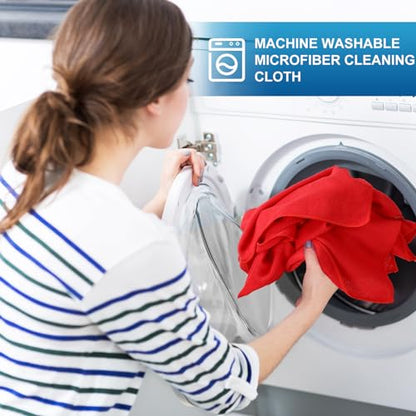100 Pack 12'' x 12'' Microfiber Cleaning Cloths Reusable Cleaning Rags Bulk Microfiber Towels Softer Highly Absorbent Washcloths for House Kitchen Car Window