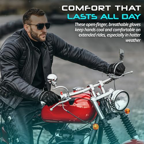 Motorcycle Gloves Men's Leather Motorbike Gloves Touchscreen Function