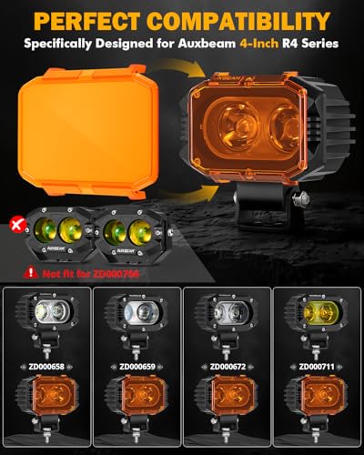 4 Inch R4 Series Square Offroad 2300K Dark Amber Protective Cover (2 Count)