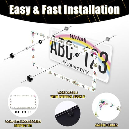 Easily Distracted By Birds License Plate Frame Funny License Plate Holder