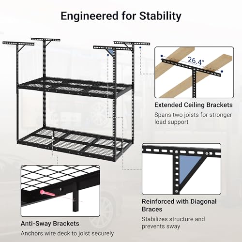 3x6 2 Tier Overhead Ceiling Garage Storage Rack