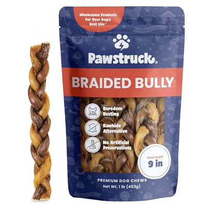 100% Natural 9" Braided Bully Sticks for Dogs 1 lb Bag (16 Ounce)