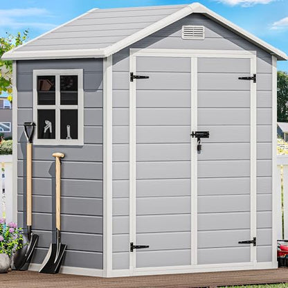 6x4.4 FT Resin Storage Shed with Reinforced Floor & Window