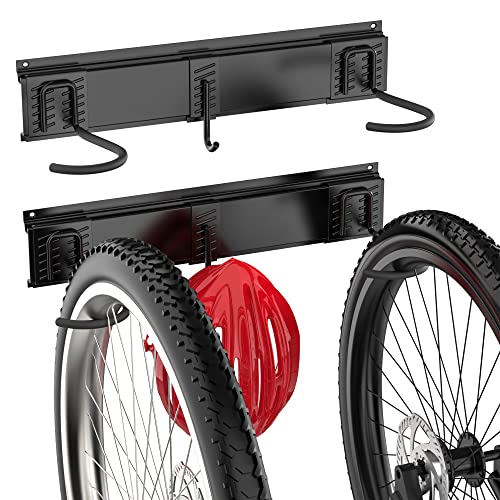 Bike Rack Garage Bike Rack Wall Mount for 2 Bicycle and 1 Helmet