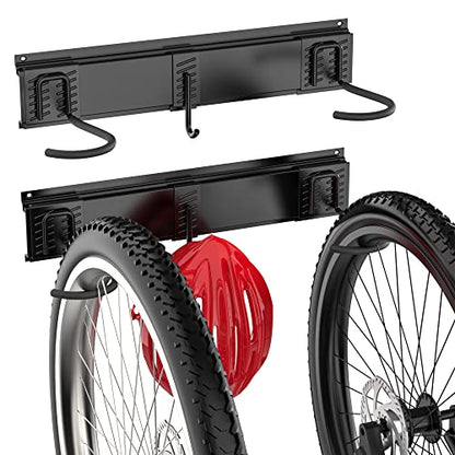 Bike Rack Garage Bike Rack Wall Mount for 2 Bicycle and 1 Helmet