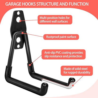 28 Pack Garage Hooks Heavy Duty with Non Slip PVC Coating (28 Count)