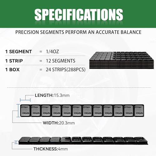 1 4 oz Stick On Wheel Weights 288pcs Easy Peel Black