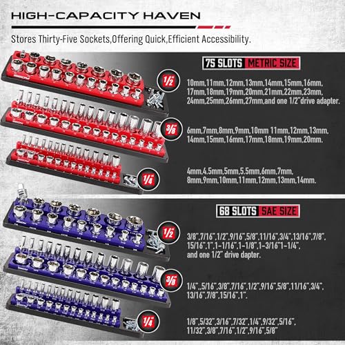Magnetic Socket Holder Organizer Set (6 Count)