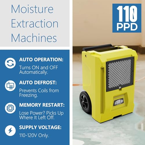 110 PPD Commercial Dehumidifier with Pump for large Basement