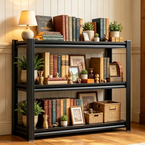 Metal Bookshelf 3 Tier Boltless Steel Bookcase Storage Shelf