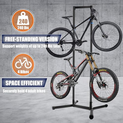 Stand Bike Storage Rack Garage Max 240lbs 4 Bikes with Adjustable Arms