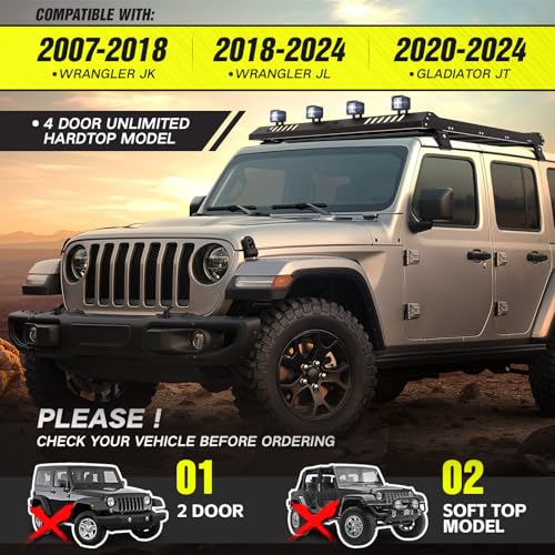 Roof Rack Cargo Basket with 4 PCS LED Light Bar Compatible with 2007
