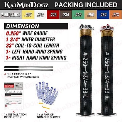 Pair of 1.75" Garage Door Torsion Springs Set with Non