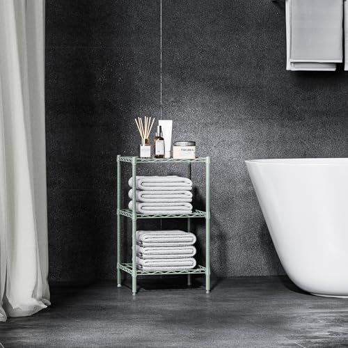 750 lbs 3 Shelf Storage Shelves Wire Shelving Unit Standing Metal Rack for Small Places Narrow Wire Rack for Bathroom (3 Count)