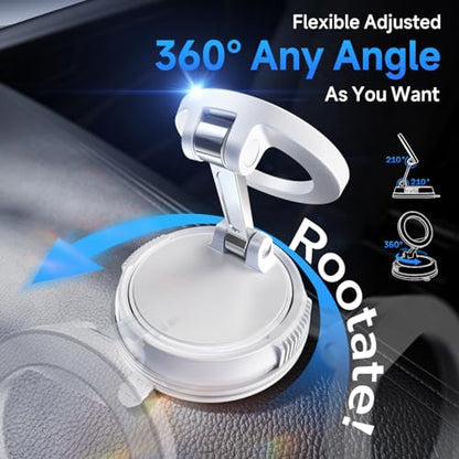 Car Phone Holder for Magsafe [78+LBS Strongest Suction & 2400gf Strongest Magnetic] 360° Adjustable Car Phone Mount