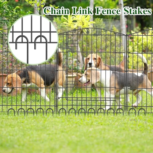 Rebar Stakes 16 Inch 20 Pack J Hook Ground Stakes Heavy Duty Tent Stakes Chain Link Fence Stakes with Chisel Point End Galvanized Steel Ground Anchors Metal Spikes Black Coated (20 Count)
