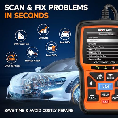 NT301 OBD2 Scanner Live Data Professional Mechanic OBDII Diagnostic Code Reader Tool for Check Engine Light