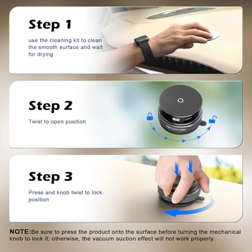 15W Wireless Charger Magnetic Car Phone Holder [Vacuum Suction Cup] 360° Adjustable & Foldable Car Mount for Dashboard