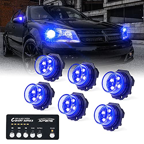 Blue LED Hideaway Strobe Lights Kit (6 Count)