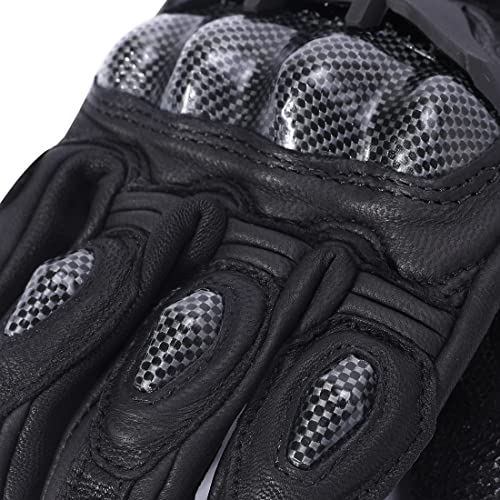 Mens Leather Motorbike Gloves KM046 Black M