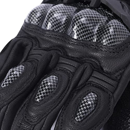 Mens Leather Motorbike Gloves KM046 Black M