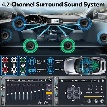 7" Double Din Car Stereo with Wireless Apple CarPlay & Android Auto