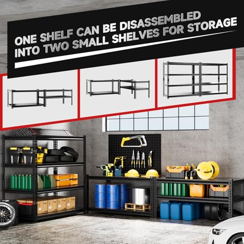 4 Tier 40" W X 20" D X 60" H Storage Shelves 2200LBS Garage Shelving Metal Storage Shelf Adjustable Metal Racks with Shelves Heavy Duty Shelving Units and Storage Utility Shelf (4 Count)