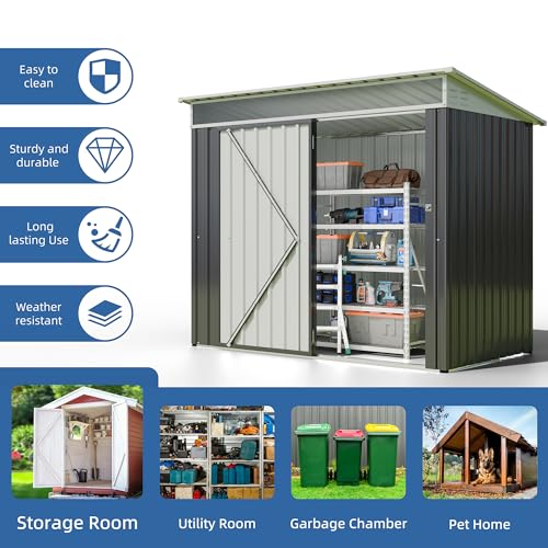 JY QAQA 6x4 FT Metal Outdoor Garden Storage Shed