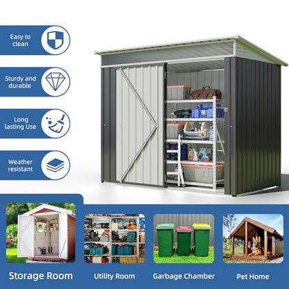JY QAQA 6x4 FT Metal Outdoor Garden Storage Shed