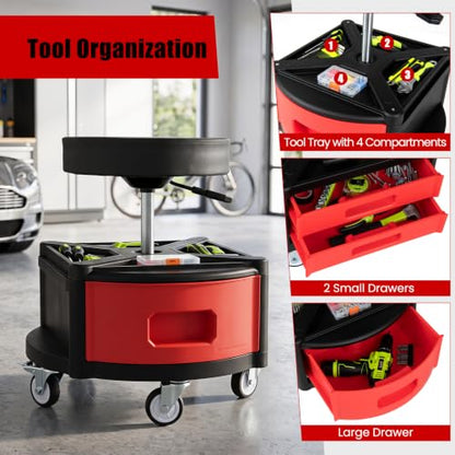 Rolling Mechanic Stool with Padded Seat