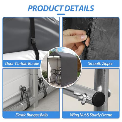 Outdoor Storage Shed 6 x 3Ft Heavy Duty Portable Storage Shelter with Roll