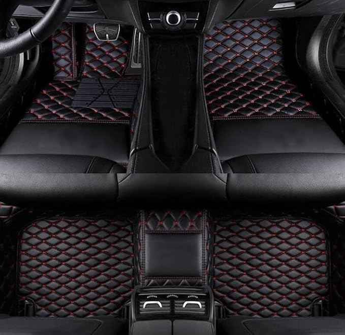 SARAHS Customized car Floor mats -Suitable for 99% of Cars, SUVs, and Trucks - car Pads to Protect Vehicle Interior Floor Accessories (Black red)