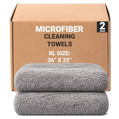 Platinum Microfiber Towels for Cars Extra Large Towel Set of 2 Drying Towels with Maximum Absorbency (2 Count)