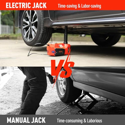 Electric Car Jack 5 Ton 12V Floor Jack Hydraulic Jack Stand Car Lift Jack with Integrated Tire Pump for SUV Truck Sedan Vehicle Roadside Emergency Tire Change