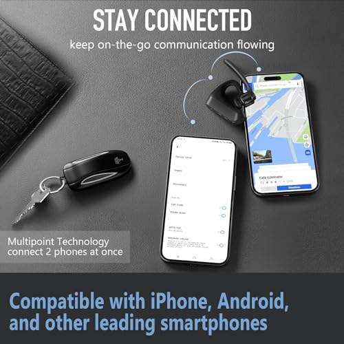 Bluetooth Headset 5.2 with CVC8.0 Dual Mic Noise Cancelling Bluetooth Earpiece 16Hrs Talktime Wireless Headset for Truck Driver iPhone Android Cell Phones