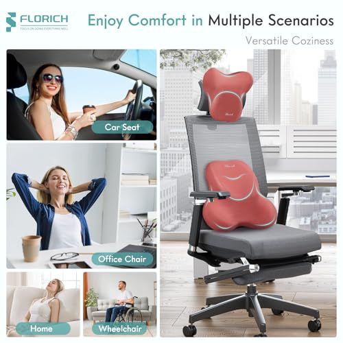 Car Lumbar Support Pillow and Neck Headrest Pillow for Office Chair