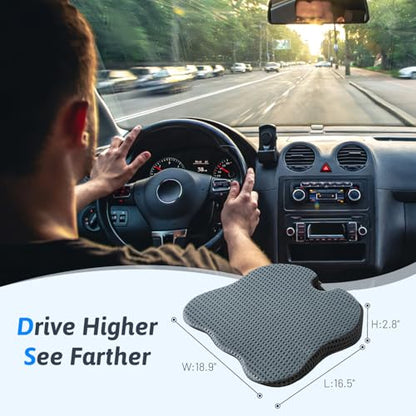 Wedge Car Seat Cushion for Better Visibility & Sciatica Pain Relief